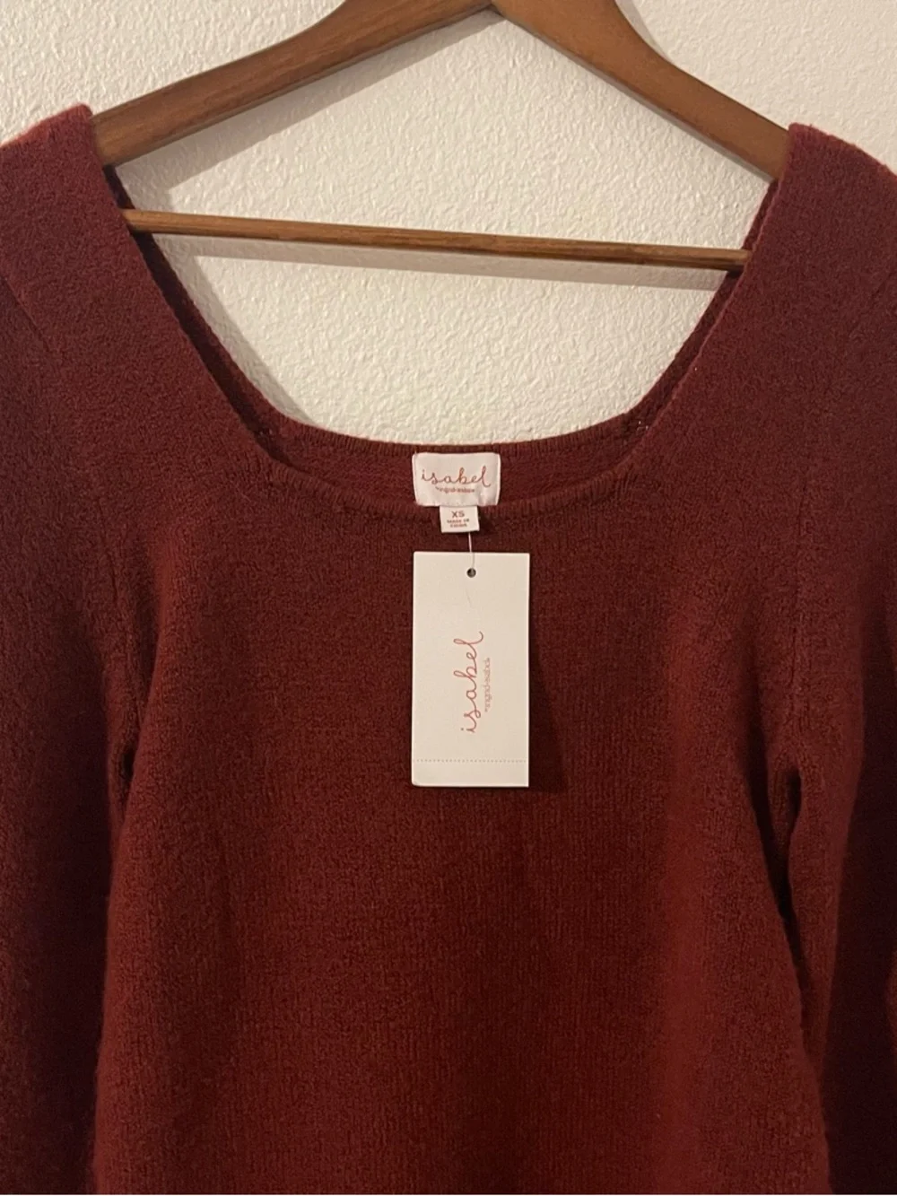 INGRID & ISABEL Square Neck Burgundy Femme Maternity Sweater XS